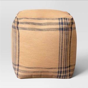 Studio mcgee plaid pouf navy/tan